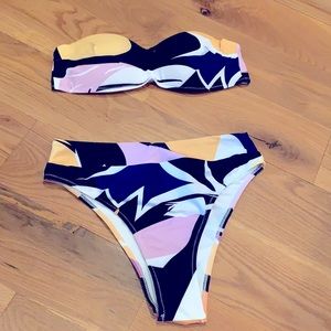 NWT SwimGirls Strapless Geometric Swimsuit
